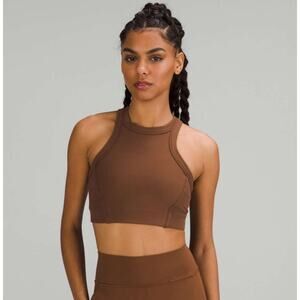 Lululemon Ribbed Nulu High-Neck Yoga Bra 6 Light Support B/C Cup Roasted Brown